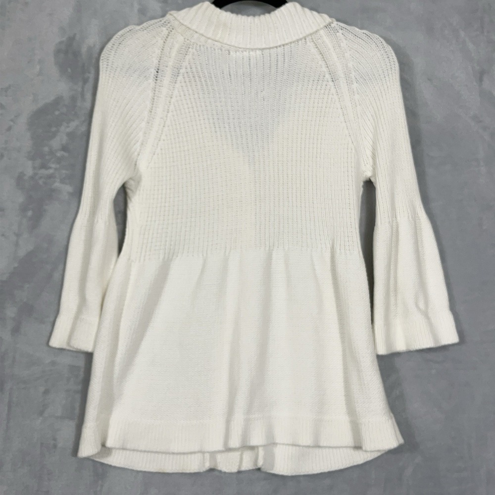 Soft Surroundings 3/4 Sleeve Chunky Cardigan Sweater Sz XS/S White Button Detail - Picture 6 of 9